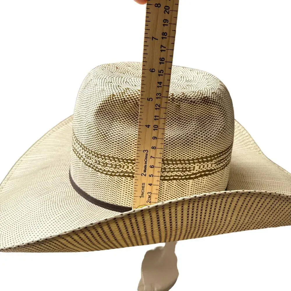 ARIAT Bangora Straw Cowboy Hat Men's Beige Western Ventilated Crown Rodeo 5430‎